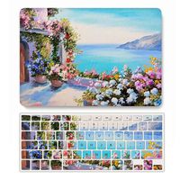One Micron Case + Keyboard Cover Compatible with MacBook Air 11 inch, Plastic Pattern Hard Case Shell Compatible MacBook Air 11.6 Inch (Model: A1465/A1370)-Flower and Sea