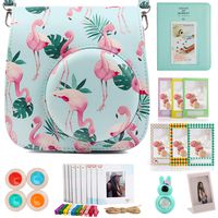 Woodmin Stripe Accessories Bundle for Fujifilm Instanx Mini 9 8 8+(Mini Camera case/Polaroid Album/Instax Photo Frames/Film Stickers/Filters/Selfi-Lens)