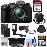 Panasonic Lumix DC-FZ1000 II 4K QFHD Wi-Fi Digital Camera with 64GB Card + Battery + Charger + Video Light & Microphone + Case + Kit