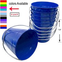 Italia 6-Pack Metal Bucket 3.7 Quart color Royal Blue Size 7.5 x 7.5" 6-Pack