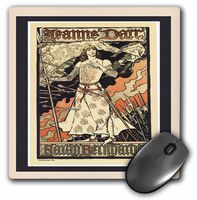 3dRose LLC 8 x 8 x 0.25 Inches Mouse Pad, Joan of Arc Nouveau Poster in Peach/Black Frame (mp_43806_1)