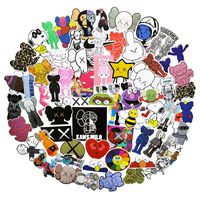 YOUTHSTORE 65PCS KAWS Stickers Popular Brand Logo Stickers Laptop Computer Bedroom Wardrobe Car Skateboard Motorcycle Bicycle Mobile Phone Luggage Guitar DIY Decal (KAWS 65)