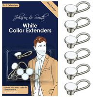 White Metal Collar Extenders by Johnson & Smith - Stretch Neck Extender for 1/2 Size Expansion of Men Dress Shirts, 5 +1 Pack, 3/8"