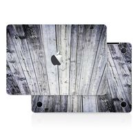 Aged Gray Wood Texture Skin Decal (4-in-1) Full-Size 360° Protector Cover Apple MacBook Pro 13 Inch A1706 A1708 A1989 (2016 to 2019 Model,with & w/o Touch Bar & ID) Black Keyboard