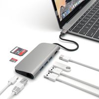 Satechi Aluminum Multi-Port Adapter 4K HDMI, USB-C Pass Through, Gigabit Ethernet, SD/Micro Card Readers, USB 3.0 - Compatible with 2019/2018 MacBook Pro, 2018 MacBook Air, 2018 iPad Pro and more (Space Gray)