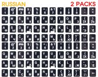 [2 Packs] Replacement Keyboard Stickers on Non Transparent Black Background for Any PC and Laptop (RUS)