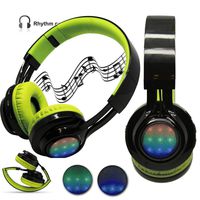 4In1 Wireless LED Light Up Stereo Headphone, FM Radio TF Card MP3 Point Headset + Microphone Waterproof Support Music Streaming Hands-Free Calling for iPhone X iPad Tablet Surface Smartphones (Green)