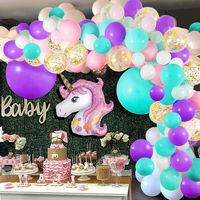 Unicorn Balloon Arch and Garland Kit - 148 Pieces Pink Purple White Mint Green and Gold ConfettI Balloons with Giant Foil Unicorn Balloon for Baby Shower Unicorn Theme Wedding Birthday Party Background Decorations