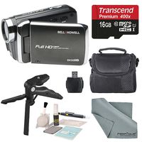 Bell & Howell DV30HD 1080p HD Video Camera Camcorder (Black) + Case, Tripod, 16GB Memory Card, Card Reader & Cleaning Accessories