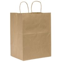 Duro ID# 87415 Regal Shopping Bag 65# 100% Recycled Natural Kraft 200pk 12 x 9 x 15-3/4