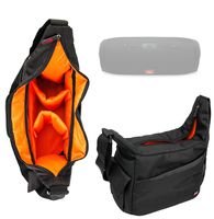 DURAGADGET Premium Quality Shoulder 'Sling' Bag in Black & Orange - Compatible with JBL Charge 3 Portable Wireless Speaker