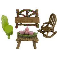 Twig & Flower The Super Cute Miniature (Eight Piece) Fairy Garden Furniture & Tiny Tea Set