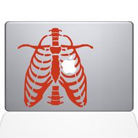 The Decal Guru 1035-MAC-12M-S Ribcage Apple Heart MacBook Decal Vinyl Sticker - 13" MacBook Pro (2016 & Newer) - Orange