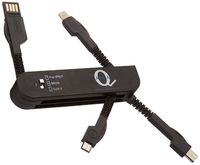 Q Galaxy 3 in 1 Swiss Army Knife USB Charger Cable Black for Android Micro USB,iOS and USB-C (Black)