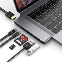 Flujo USB C HUB Adapter, Multi Function USB-C HUB with USB 3.0, 4K HDMI, Mirco SD/SD Card Reader, Power Delivery for MacBook Pro 13" and 15" 2017/2018/2019, MacBook Air 2018 (Space Gray)