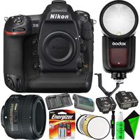 Nikon D5 DSLR Camera (Body Only, Dual CF Slots) + Nikon 50mm 1.8G AF-S Lens + 128GB CompactFlash Memory Card + Round Head Speedlite V1-C + Flash Trigger Transmitter/Receiver Combo