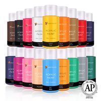 Acrylic Paint Set by Color Technik, Artist Quality, New Colors, 18x59ml (2-Ounce) Bottles, Best Colors for Painting Canvas, Wood, Clay, Fabric, Nail Art & Ceramic, Rich Pigments, Heavy Body, Gift Box
