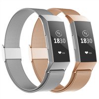 POY Compatible for Fitbit Charge 3 Bands,Replacement Wristbands for Fitbit Charge 3 SE Fitness Activity Tracker, Metal Stainless Steel Bracelet Strap with Unique Magnet Lock for Women Men