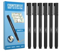 Counterfeit Pens - Money Detector Markers - Detects Fake Counterfeit Bills (6 Pens) with Easy Carry Pocket Clip