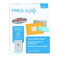 Pres-a-ply File Folder Laser Label, 0.66 x 3.43 Inches, White,  Box of 1500 (30632)