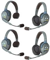 Eartec UL422 UltraLITE Full Duplex Wireless Intercom 2 Way Communication System - 1 ULSM Single-Ear Master Headset, 1 ULSR Single Ear Remote Headset and 2-Pack of ULDR Dual-Ear Remote Headsets