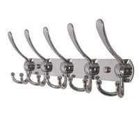 Dseap Coat Rack Wall Mounted - 5 Tri Hooks, Heavy Duty, Stainless Steel, Metal Coat Hook Rail for Coat Hat Towel Purse Robes Mudroom Bathroom Entryway,Chromed