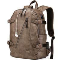 DiDe Backpack for Men with USB Charging Port & Headphone Hole Vintage Casual Daypacks for travel (Khaki)
