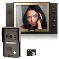 ZOTER 8" inch Color LCD Wired Video Door Phone Doorbell Home Entry Intercom Kit System 1 Monitor 1 Camera with SD Recording Night Vision 801D2 (Black)