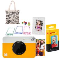 Kodak PRINTOMATIC Instant Print Camera (Yellow) Photo Magnet Bundle