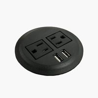 PWR-Plug Power Grommet for Desk Office Furniture Fits 3" Inch Standard Grommet Hole 2 AC Outlets 2 USB Charging Ports ETL Listed (Black)