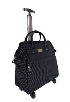 Ritsy 20" Computer Laptop Tote Rolling Wheel Case Luggage Carry-on Purse Bag"Marbled White" (White on Black Polka Dots)