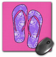 3dRose LLC 8 x 8 x 0.25 Inches Mouse Pad, Cute Flip Flops Purple and Pink (mp_77533_1)