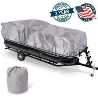 Universal Boat Adjustable Storage Cover - 25'-28'L to 96" Pontoon Boats Protection Custom Heavy Duty Waterproof Mildew Weather Resistant Polyester Fabric, Snap Strap, Elastic Cord, Bag - Pyle PCVHP442