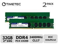 Timetec Hynix IC 32GB KIT (2x16GB) DDR4 2400MHz PC4-19200 Unbuffered ECC 1.2V CL17 2Rx8 Dual Rank 288 Pin UDIMM Server Memory RAM Module Upgrade (32GB KIT (2x16GB))