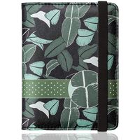 WALNEW RFID Passport Holder Cover Traveling Passport Case (A-Green Leaves)
