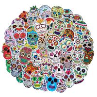 Sugar Skull Stickers 50 Pack, Dia de Los Muertos Mexican Day of The Dead Vinyl Waterproof Decals for Water Bottle Laptop Cars Bicycle Computer Skateboard Refrigerator, Gift for Kids Friends Lover