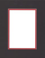 18x24 Black & Bright Red Double Picture Mat, Bevel Cut for 13x19 Picture or Photo