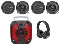 (4) Memphis Audio PRX5 5.25" 60w Car Speakers+ROCKBOX+Bluetooth Headphones