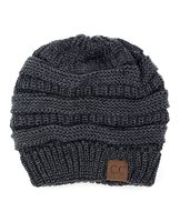 C.C Trendy Warm Chunky Soft Stretch Cable Knit Beanie Skully, Dk Melange Gray Metallic