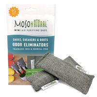 MOSO NATURAL Mini Air Purifying Bag Shoe Deodorizer. Odor Eliminator for Gym Bags, Sneakers and Sports Gear Charcoal Color 2 Pack