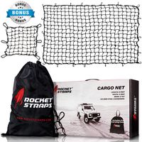 ROCKET STRAPS Cargo Net | 4'x6' Bungee Net Stretches to 8'x12' | Truck Bed Net Includes (12) Steel Carabiners & Bag | Heavy Duty 5mm 3"x3" Mesh | Bonus 16"x16" Motorcycle and Bike Net | (2) Cargo Nets