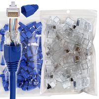 ITBEBE 100/100 Gold-Plated Pass Through RJ45 Cat6 3-Prong Connectors and Blue Color Cable Strain Relief 100/100 Kit for Clean, Snag-Free Patch Cords