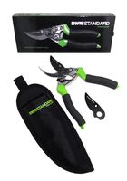 SWISSTANDARD Professional Hand Pruning Shears Razor Sharp. Including Signature Items: Extra Industrial Strength Blade, Holster and Non-Slip Ergonomic Handles. Super
