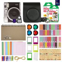 Fujifilm Instax Mini 90 Neo Classic Instant Film Camera (Black) with 40 Instant Film + MiniMate Accessory Bundle. PU Leather Case, Frames, Retro Photo Album, Selfie Lens, Colored Filters and More