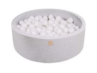 MEOWBABY 35 x 11.5 in /200 Balls Included ∅ 2.75in Foam Ball Pit for Baby Kids Soft Round Ball Pool Children Toddler Playpen Made in EU Light Grey: All White