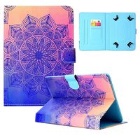 Dteck Universal Case for 8-9 inch Tablet, Slim Synthetic Leather Wallet Case with [Stylus Pen] Nice Cute Magnetic Stand Cover for All 8-9 Inch Touchscreen Tablet-Purple Flower