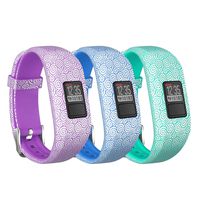 SKYLET Compatible with Garmin Vivofit 3 Vivofit JR JR.2 Bands, Pattern Soft Silicone Replacement Bands Compatible with Garmin vivofit JR JR.2 Bands Buckle Women Men Kids (Purple Blue Green, Large)