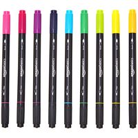 AmazonBasics Dual-Tip (Soft and Hard Tips) Brush Pens - Pack of 9, Bright Colors