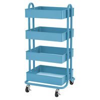 ECR4Kids 4-Tier Metal Rolling Utility Cart - Heavy Duty Mobile Storage Organizer, Turquoise