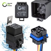 ONLINE LED STORE 1 Pack 5-Pin 12V Bosch Style Waterproof Relay Kit [Harness Socket] [12 AWG Hot Wires] [SPDT] [30/40 Amp] 12 Volt Automotive Marine Relays for Boats Auto Fan Cars